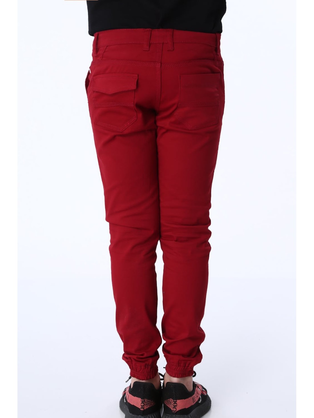 Boys\' trousers with elastic bands, burgundy NDZ105 - Online store - Boutique